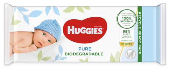 Huggies® Pure Biodégradable product packaging.